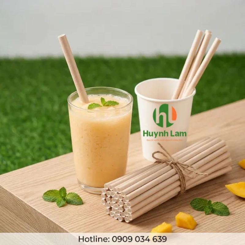 Ống hút giấy phi 8 cho trà sữa ít topping và đá xay nhẹ
