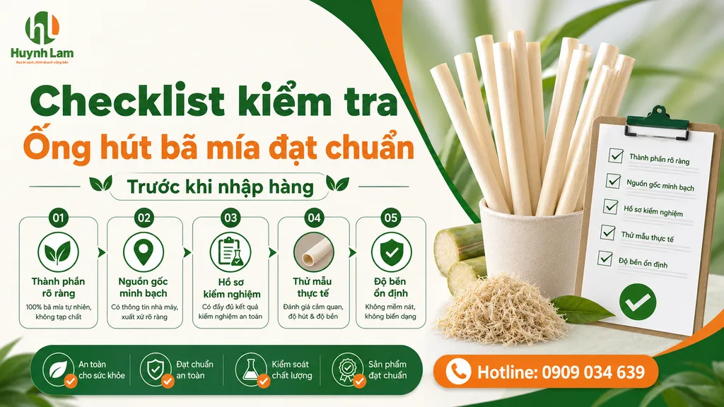 Checklist kiểm tra ống hút bã mía đạt chuẩn trước khi nhập hàng