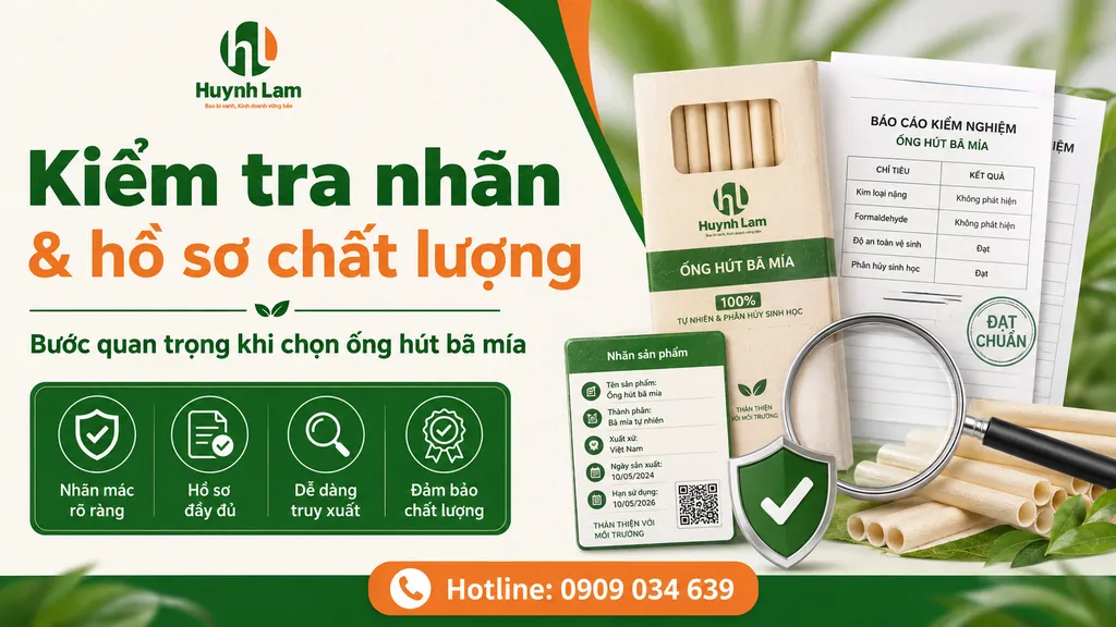 Kiểm tra nhãn và hồ sơ chất lượng của ống hút bã mía