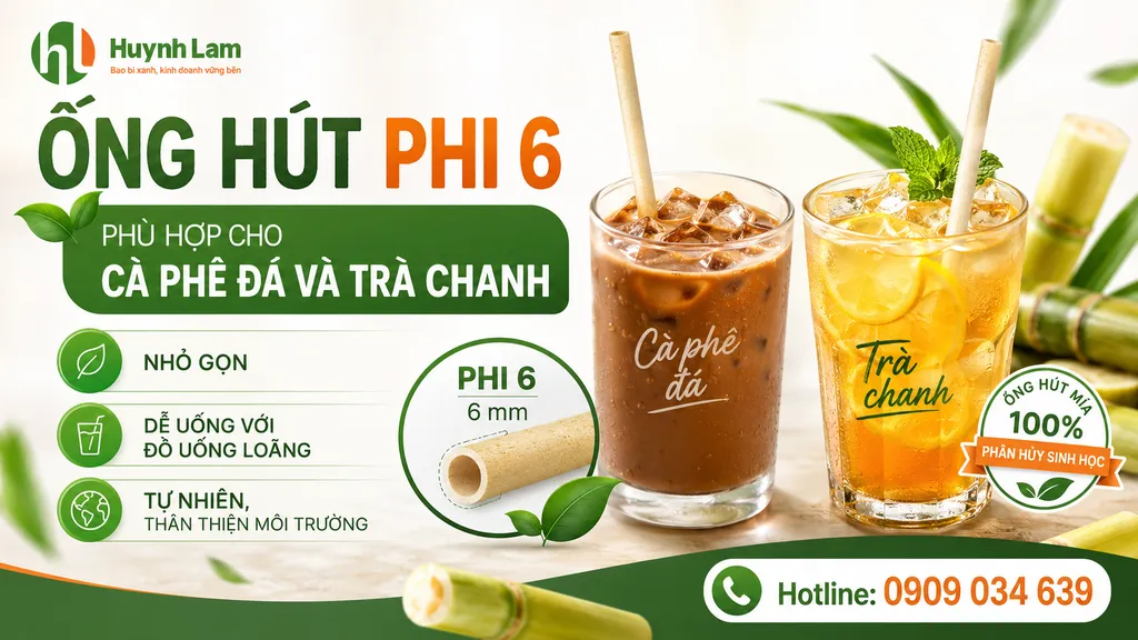 Ống hút phi 6 phù hợp cho cà phê đá và trà chanh