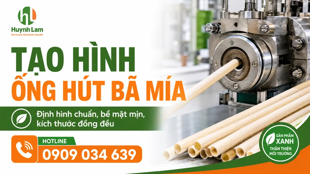 Hỗn hợp xơ bã mía được tạo hình thành ống hút