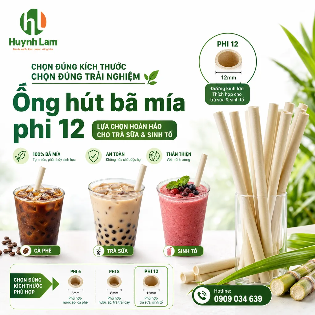 Cách chọn size ống hút cho quán cà phê trà sữa sinh tố