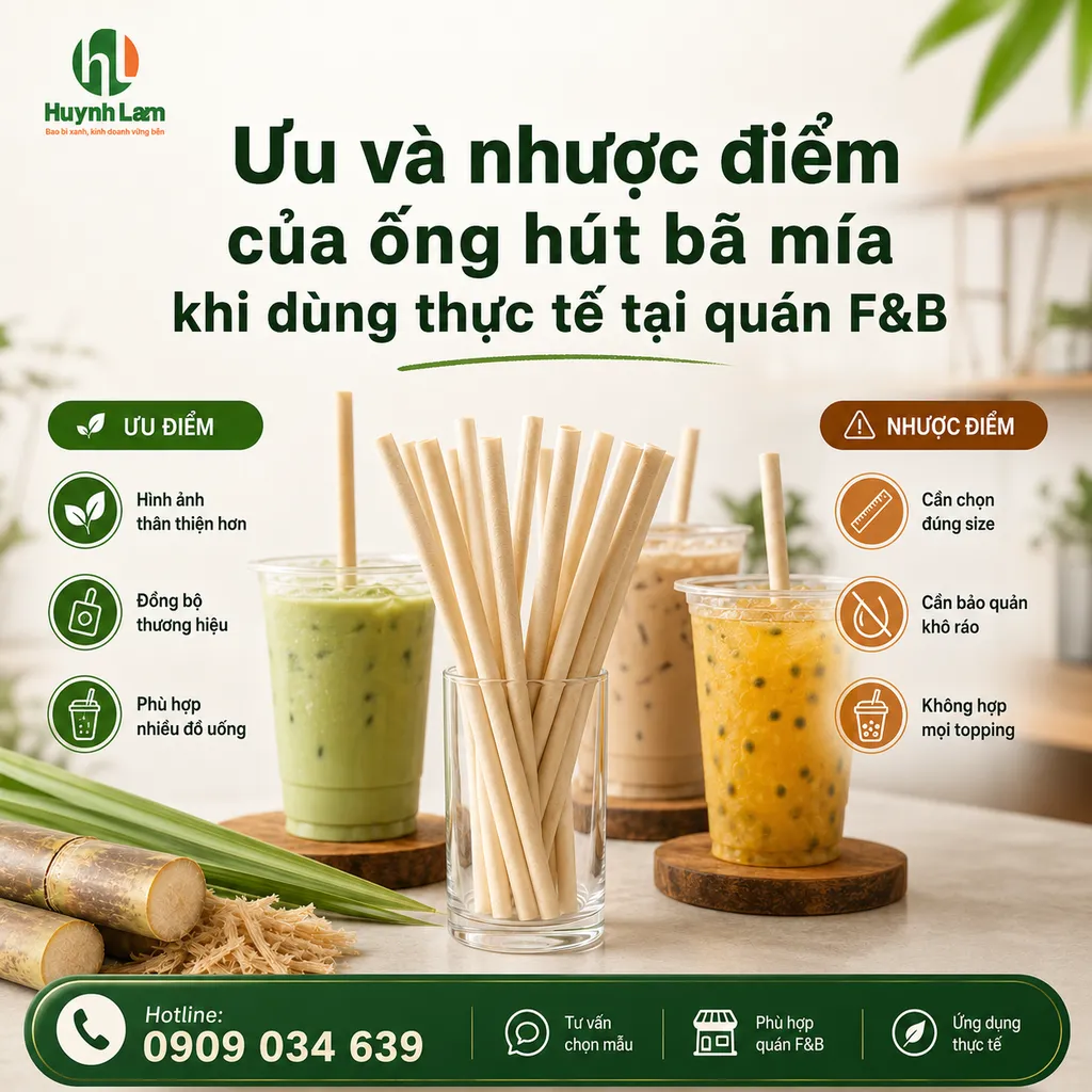 Đánh giá ưu nhược điểm ống hút bã mía khi dùng tại quán F&B