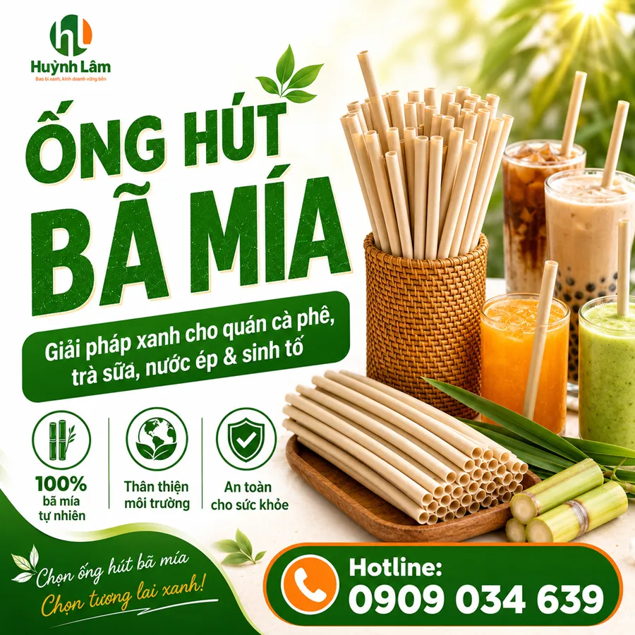 Ống hút bã mía thân thiện môi trường